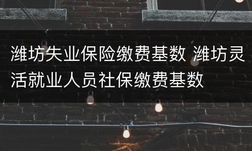 潍坊失业保险缴费基数 潍坊灵活就业人员社保缴费基数