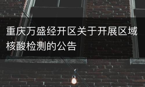 重庆万盛经开区关于开展区域核酸检测的公告