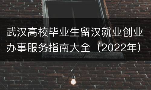 武汉高校毕业生留汉就业创业办事服务指南大全（2022年）