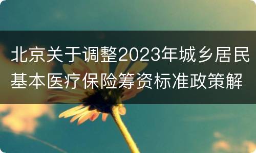 北京关于调整2023年城乡居民基本医疗保险筹资标准政策解读