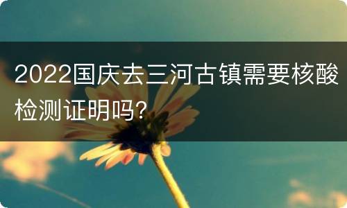 2022国庆去三河古镇需要核酸检测证明吗？