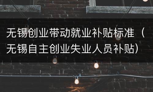 无锡创业带动就业补贴标准（无锡自主创业失业人员补贴）