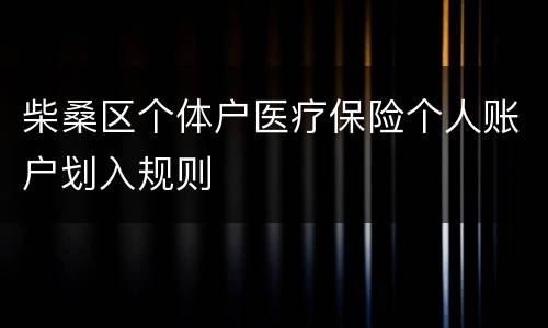 柴桑区个体户医疗保险个人账户划入规则
