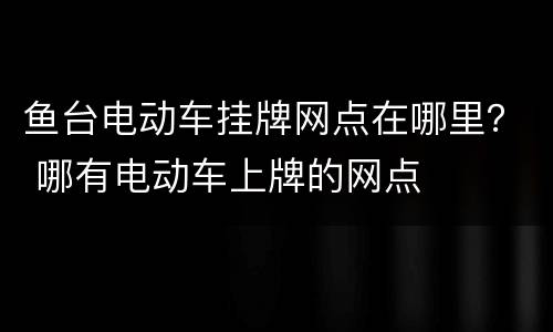 鱼台电动车挂牌网点在哪里？ 哪有电动车上牌的网点