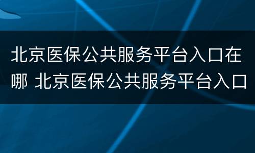 北京医保公共服务平台入口在哪 北京医保公共服务平台入口在哪儿
