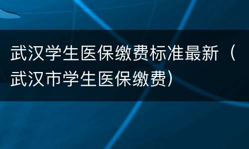 武汉学生医保缴费标准最新（武汉市学生医保缴费）