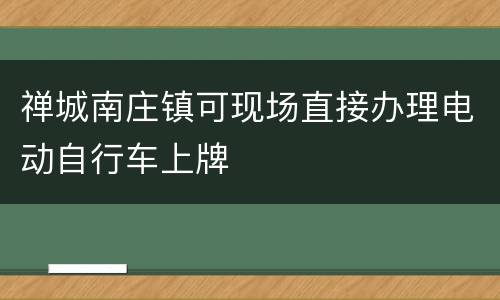 禅城南庄镇可现场直接办理电动自行车上牌