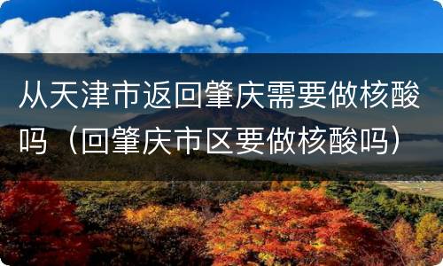 从天津市返回肇庆需要做核酸吗（回肇庆市区要做核酸吗）