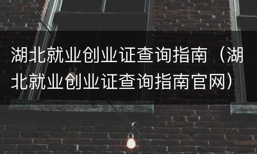 湖北就业创业证查询指南（湖北就业创业证查询指南官网）