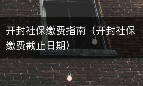 开封社保缴费指南（开封社保缴费截止日期）