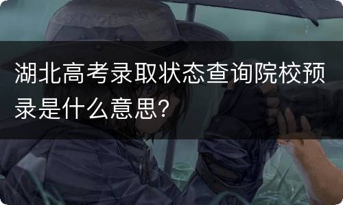 湖北高考录取状态查询院校预录是什么意思？