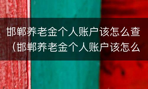 邯郸养老金个人账户该怎么查（邯郸养老金个人账户该怎么查呢）