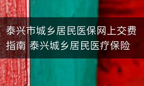 泰兴市城乡居民医保网上交费指南 泰兴城乡居民医疗保险