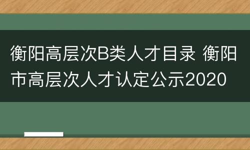衡阳高层次B类人才目录 衡阳市高层次人才认定公示2020