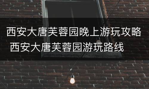 西安大唐芙蓉园晚上游玩攻略 西安大唐芙蓉园游玩路线