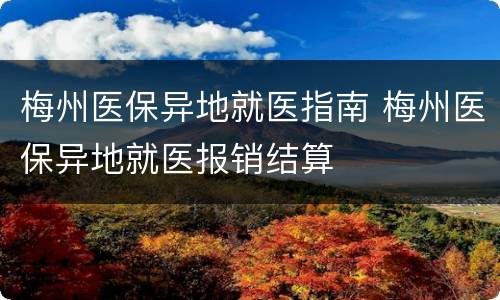 梅州医保异地就医指南 梅州医保异地就医报销结算