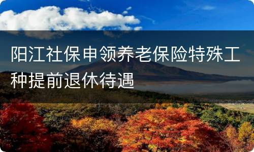 阳江社保申领养老保险特殊工种提前退休待遇