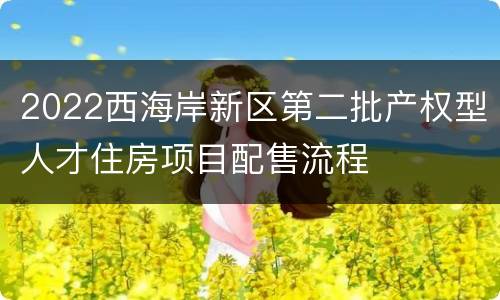 2022西海岸新区第二批产权型人才住房项目配售流程