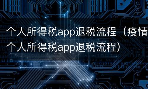 个人所得税app退税流程（疫情个人所得税app退税流程）