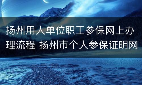 扬州用人单位职工参保网上办理流程 扬州市个人参保证明网上