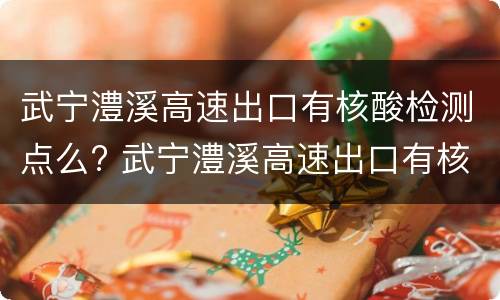 武宁澧溪高速出口有核酸检测点么? 武宁澧溪高速出口有核酸检测点么今天