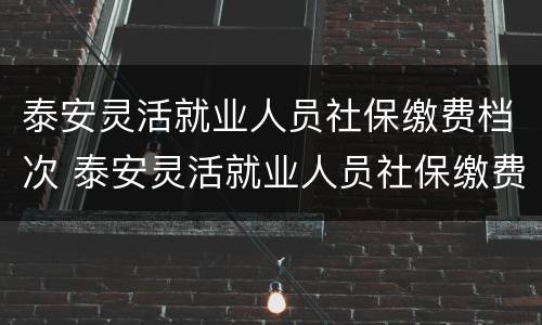 泰安灵活就业人员社保缴费档次 泰安灵活就业人员社保缴费金额