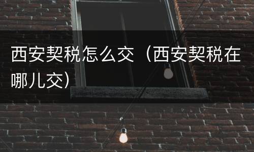 西安契税怎么交（西安契税在哪儿交）
