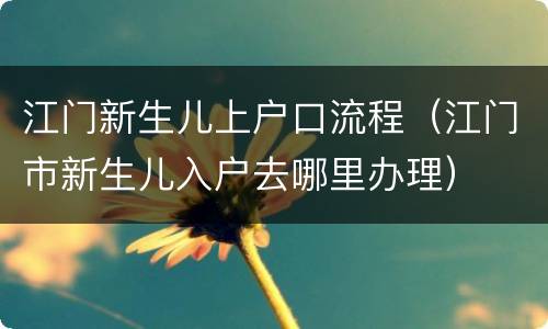 江门新生儿上户口流程（江门市新生儿入户去哪里办理）