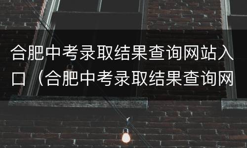 合肥中考录取结果查询网站入口（合肥中考录取结果查询网站入口官网）