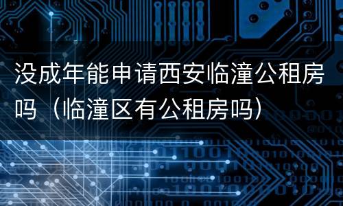没成年能申请西安临潼公租房吗（临潼区有公租房吗）