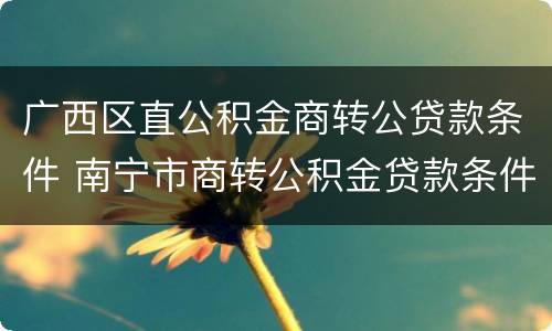 广西区直公积金商转公贷款条件 南宁市商转公积金贷款条件