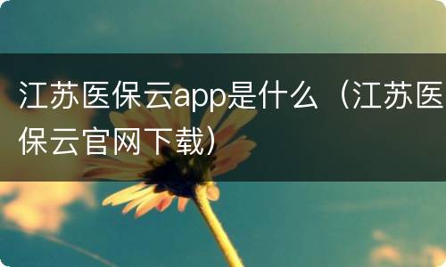 江苏医保云app是什么（江苏医保云官网下载）