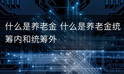 什么是养老金 什么是养老金统筹内和统筹外