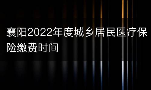 襄阳2022年度城乡居民医疗保险缴费时间