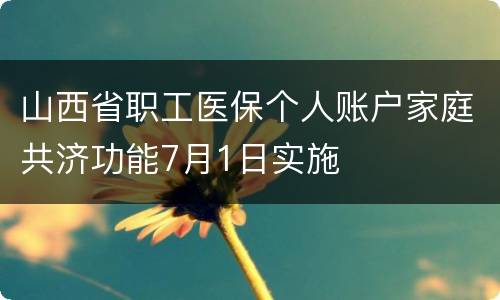 山西省职工医保个人账户家庭共济功能7月1日实施
