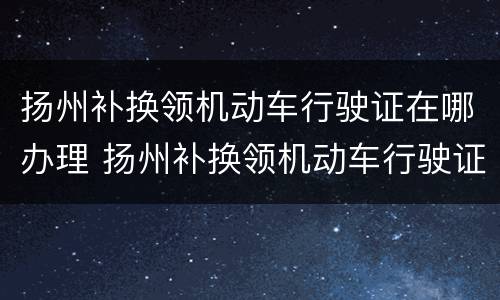 扬州补换领机动车行驶证在哪办理 扬州补换领机动车行驶证在哪办理业务