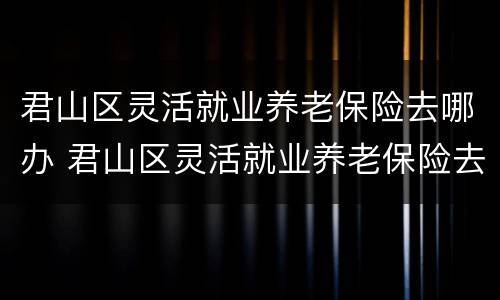 君山区灵活就业养老保险去哪办 君山区灵活就业养老保险去哪办理