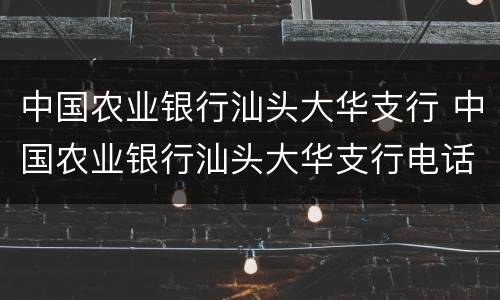 中国农业银行汕头大华支行 中国农业银行汕头大华支行电话