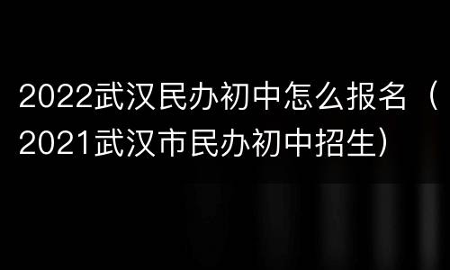2022武汉民办初中怎么报名（2021武汉市民办初中招生）
