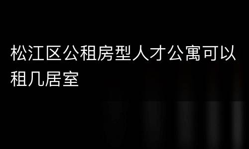 松江区公租房型人才公寓可以租几居室
