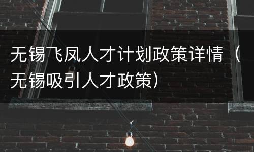 无锡飞凤人才计划政策详情（无锡吸引人才政策）