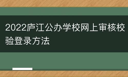 2022庐江公办学校网上审核校验登录方法