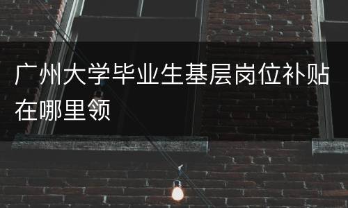广州大学毕业生基层岗位补贴在哪里领