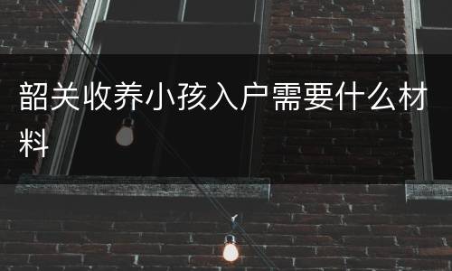 韶关收养小孩入户需要什么材料