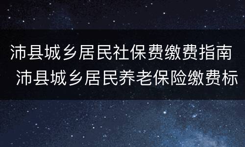 沛县城乡居民社保费缴费指南 沛县城乡居民养老保险缴费标准