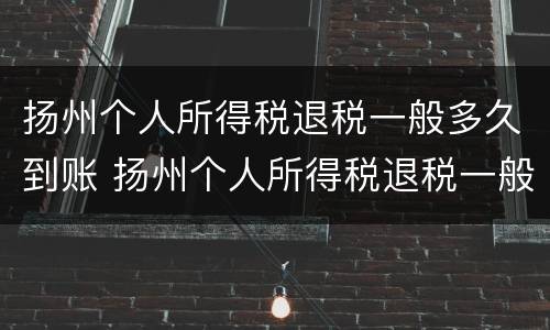 扬州个人所得税退税一般多久到账 扬州个人所得税退税一般多久到账啊