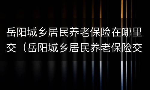岳阳城乡居民养老保险在哪里交（岳阳城乡居民养老保险交3000能领多少）
