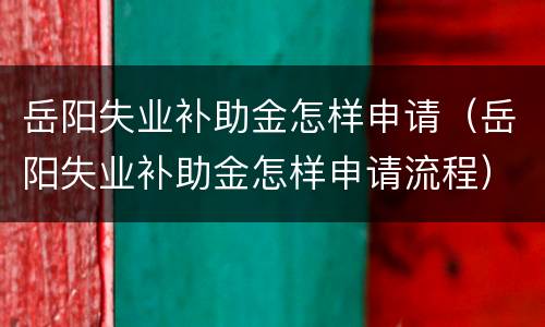 岳阳失业补助金怎样申请（岳阳失业补助金怎样申请流程）