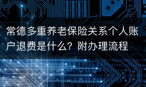 常德多重养老保险关系个人账户退费是什么？附办理流程