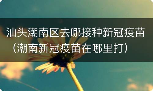 汕头潮南区去哪接种新冠疫苗（潮南新冠疫苗在哪里打）